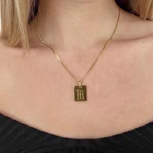 Initial Letter “M” Old English Pendant 18K Gold Plated Necklace